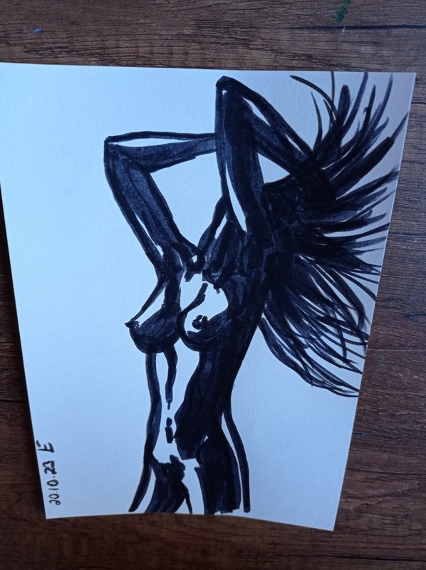 Original Drawing Erotic Female Body Graphics Art Sketch Marker Illustration 8х6" gallery