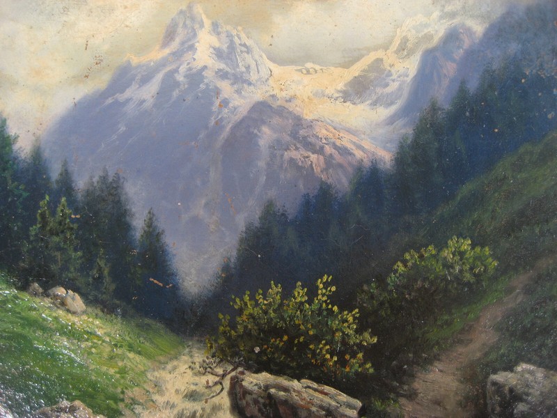 Oil painting mountain landscape with torrent signed: Georg Hoffmann sen from collection gallery