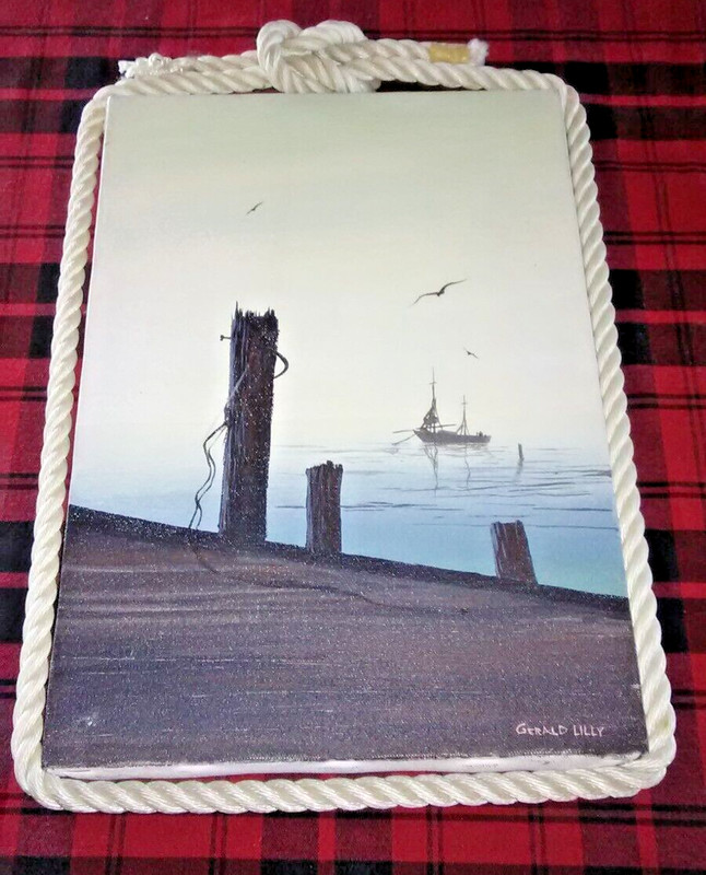 GERALD LILLY California Colorado Artist Framed Orig ’70s Harbor Dock Painting
