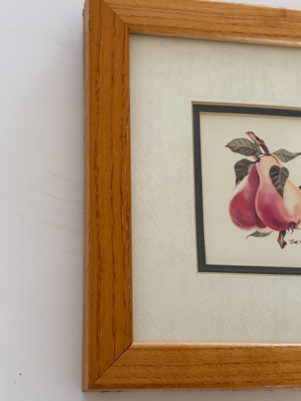 4 Signed Miniature Paintings Framed Mated Fruits 7X7 Each Ready To Hang gallery