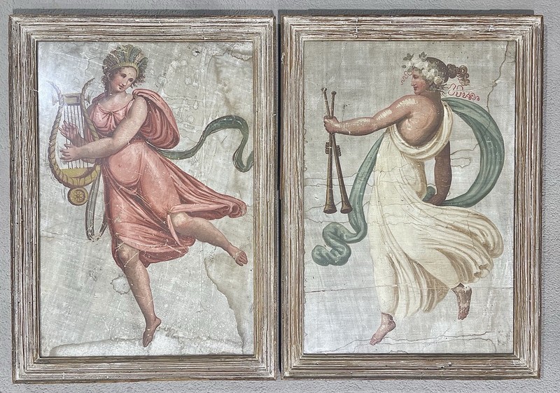 ANTIQUE 1800s HAND PAINTED FRENCH WALL PAPER FRAMED by HOUSE of HYDENRYKE+