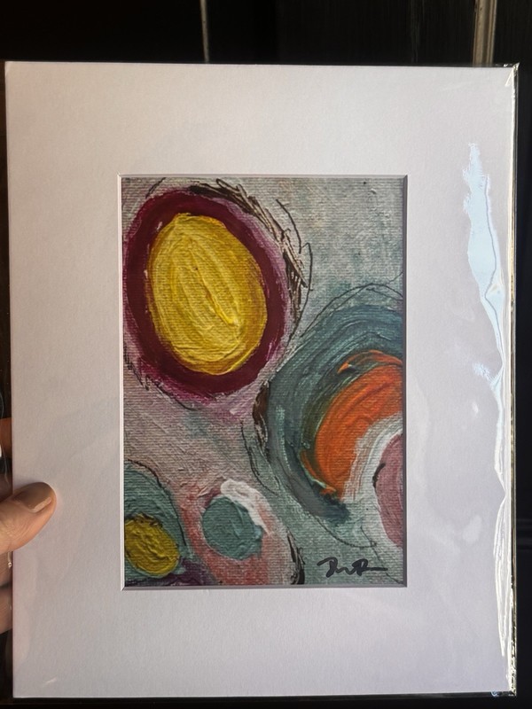 Abstract Printed Painting Acrylic Modern Colorful Art 8×10 Matted