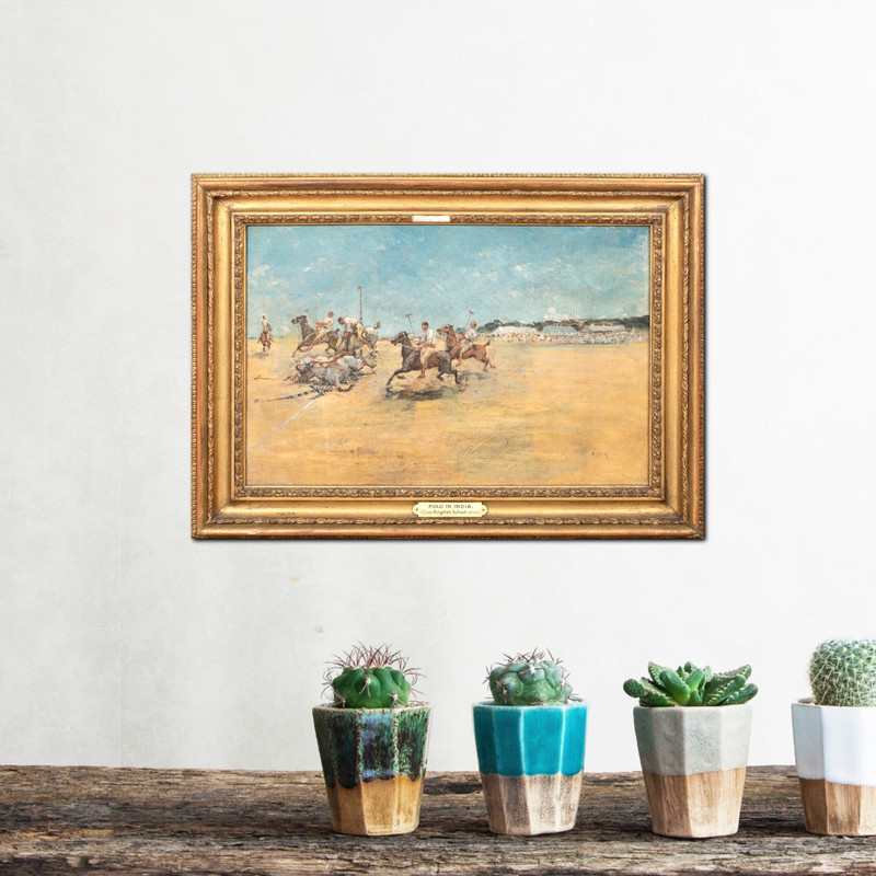 19th Century British Colonial School - Polo Match In India - Signed EMH gallery