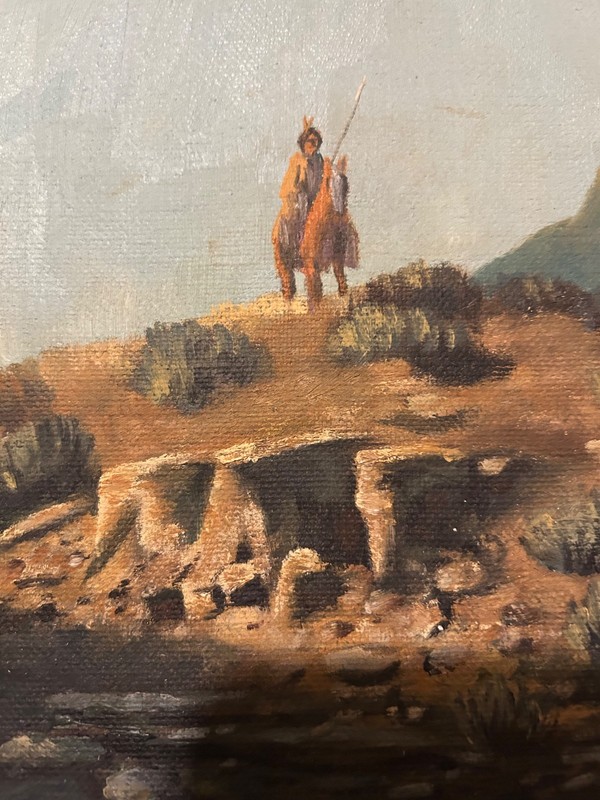 E. D. Wilson Midwestern Native American Painting 18” X 14” Oil Painting Signed gallery