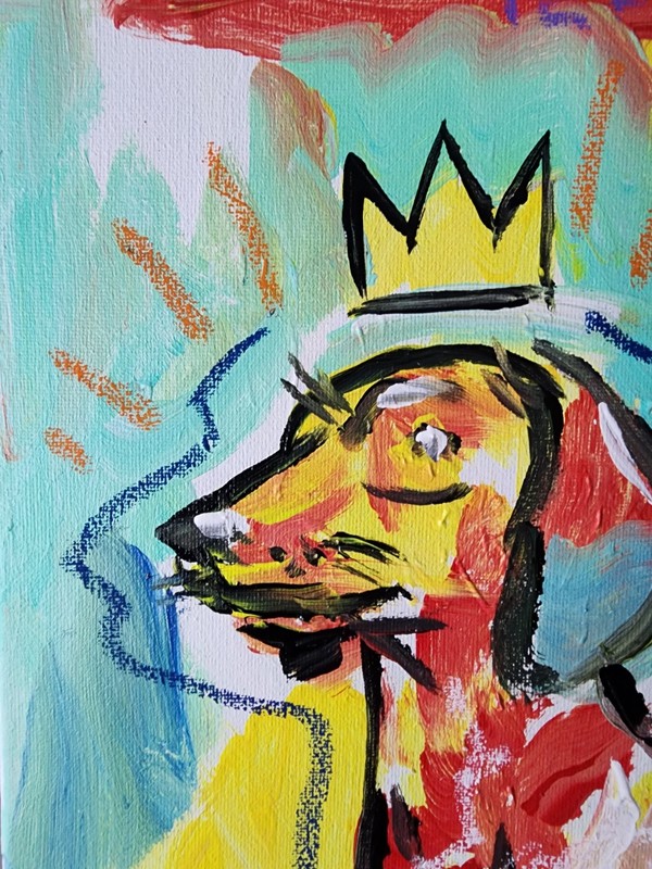 Original Abstract Painting Canvas Neo Expressionist Dachshund Dog Art 11x14 gallery