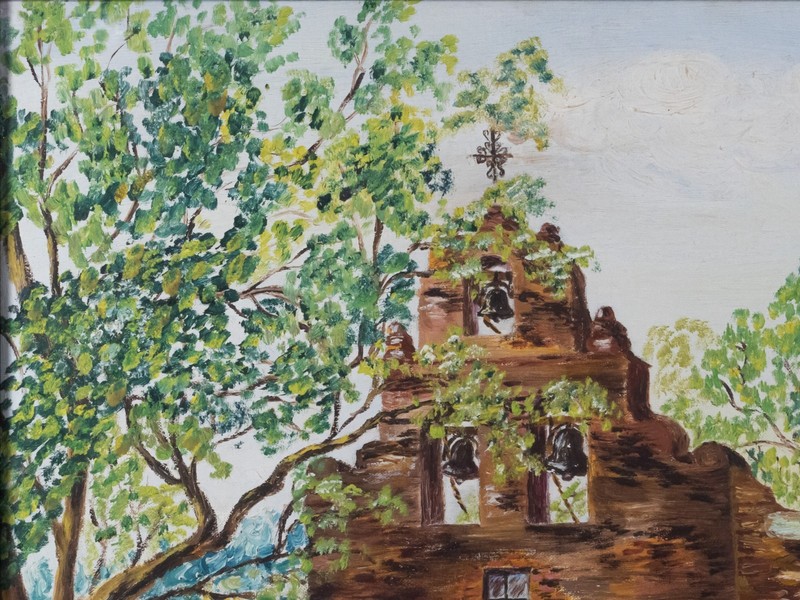 Dorothy Martin, 1955 Oil Painting of Mission Espada, San Antonio, Texas gallery