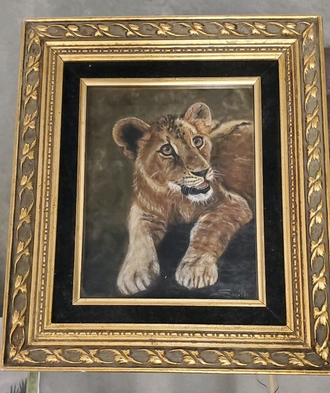 Painting Of Lion Cub JUDITH SMITH WILSON ART 1975 FRAMED Pastel