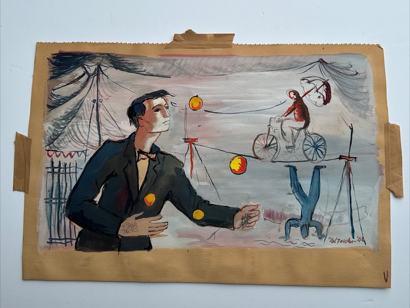 WPA STYLE PAINTING 1940’S CIRCUS Act PERFORMER ACROBAT PORTRAIT MODERNISM FOWLER