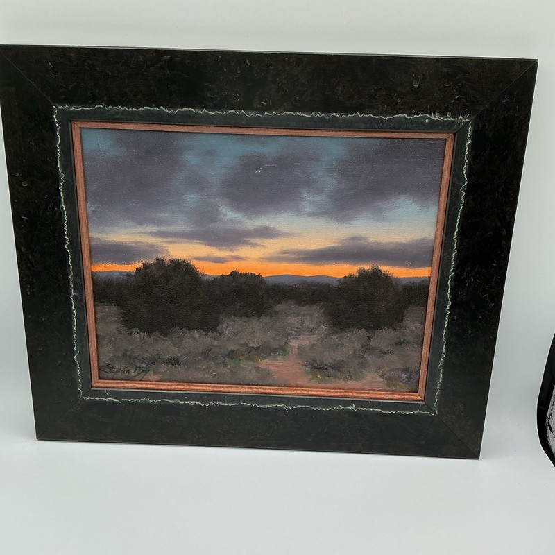 Original Oil on Canvas Painting Winter Landscape Vintage Signed Framed 9″by 11″