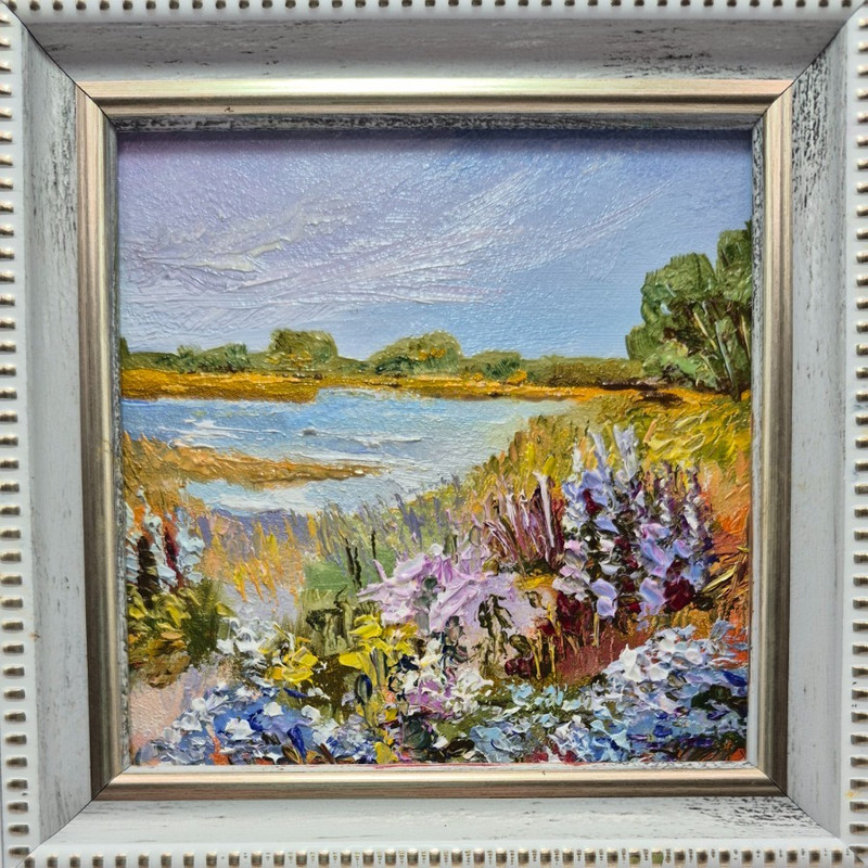 Original oil painting. marine landscape Impressionism. 4×4 painting.