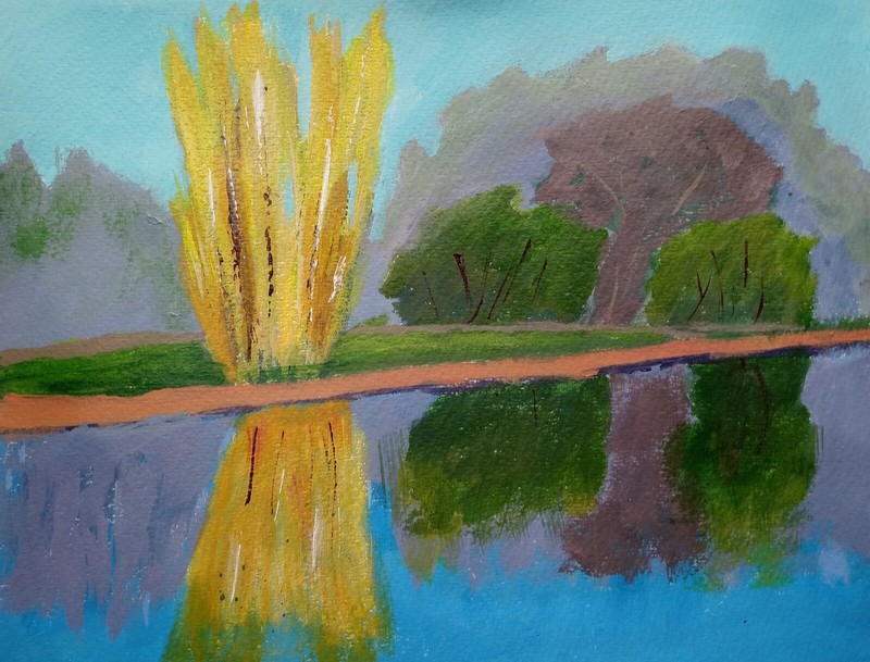 Impressionism 11 x 14 Tatum Autumn Reflections Colorful Acrylic Art Painting