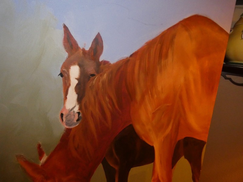 Horse and Foal Original Oil Painting Large 22 x 28" gallery