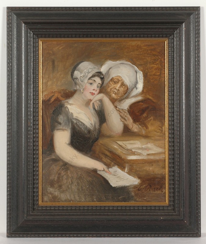 Adolf Pirsch (1858-1928) «Love letter», oil painting, ca. 1900