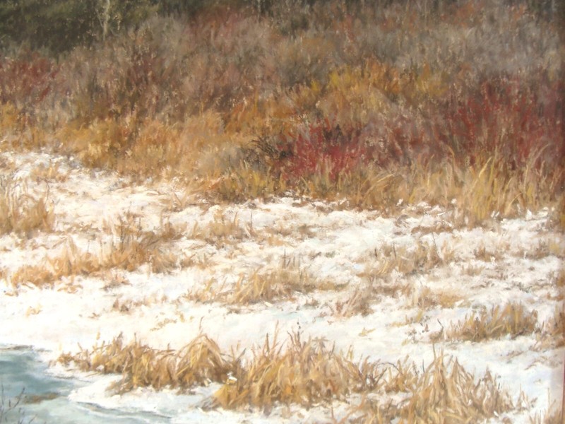 1999 Cindy House Spring Thaw Landscape W/ Bird Pastel Painting gallery