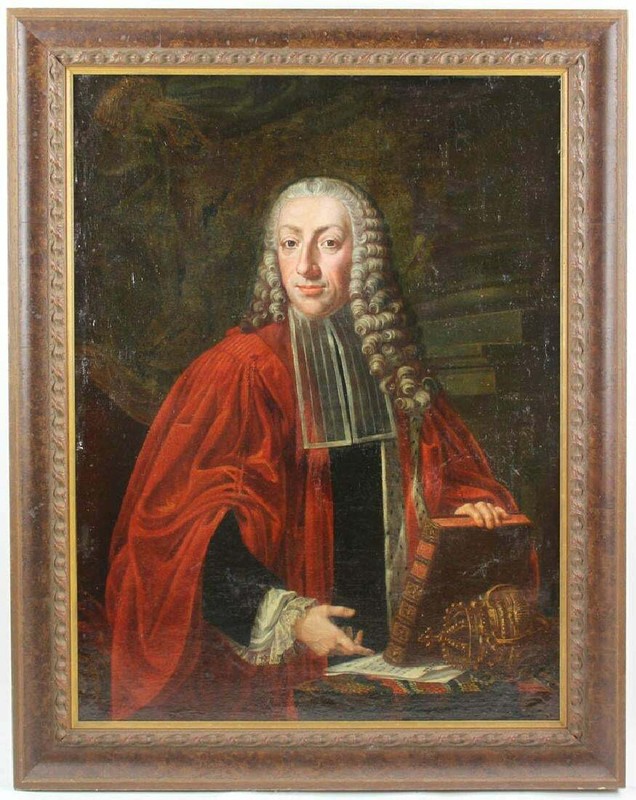 RARE HUGE 18th C Old Master Portrait Painting of a Nobleman, c 1730