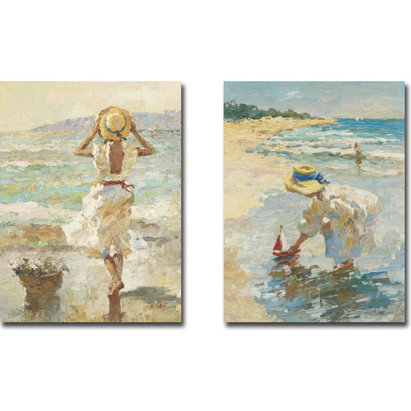Seaside Summer 1 & 2 by Vitali Canvas Giclee 2-pc Art Set (32 in x 24 in each)