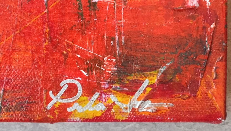 Stunning Abstract Art on Canvas Signed Illegibly Artist Unknown gallery
