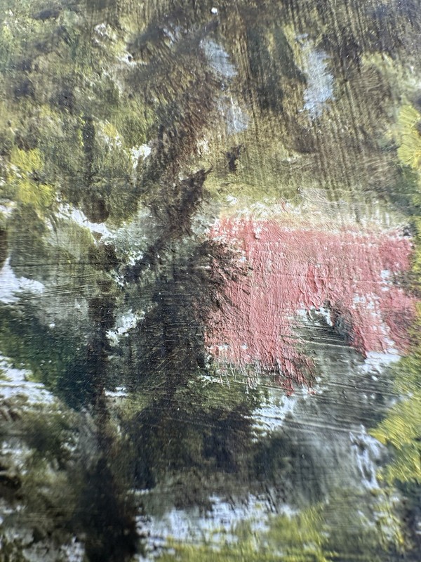 Vtg Impressionist Style Italian Countryside Oil On Cardboard Painting 8”x11” Art gallery