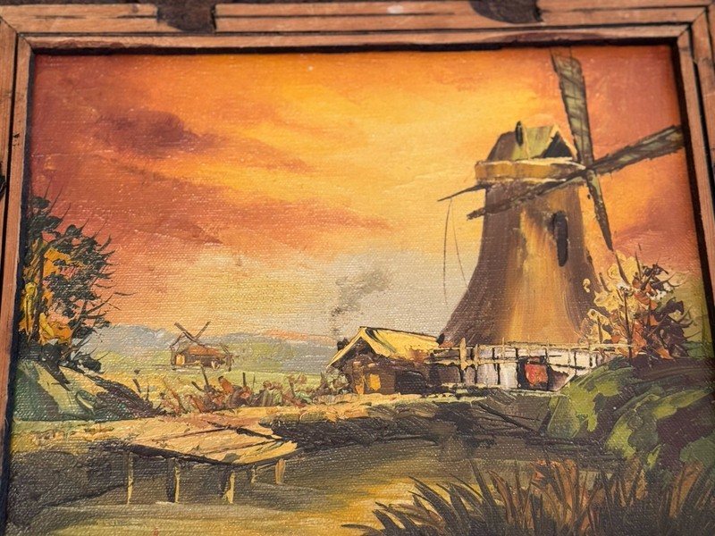 9x 8 Oil Painting of Windmill In 12.5x10.5 Frame signed By D. Haist. gallery