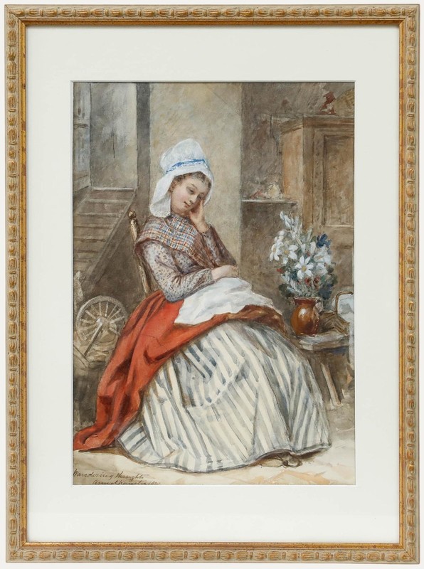 Anna Maria Charretie (1819-1875) – 1870 Watercolour, Wandering Thoughts