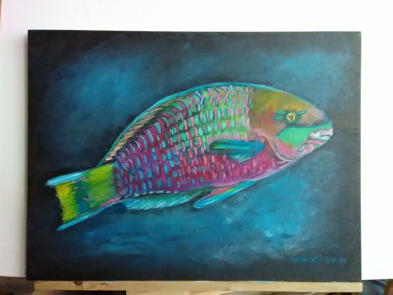 Parrotfish Sea Life Original Hand Painting 11X14 Canvas Wall Art Artwork Decor gallery