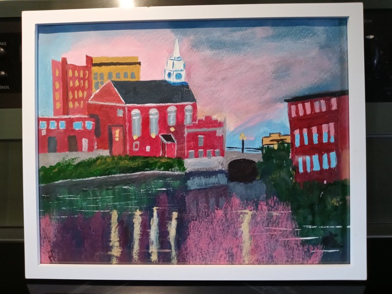 Impressionism DOWNTOWN NASHUA NH 11X14 Handmade Signed Colorful ART Painting