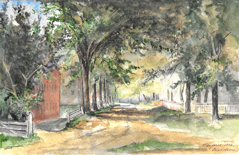 Vintage W/C «A Country Lane» of Malden MA 1880 by Thaddeus Defrees