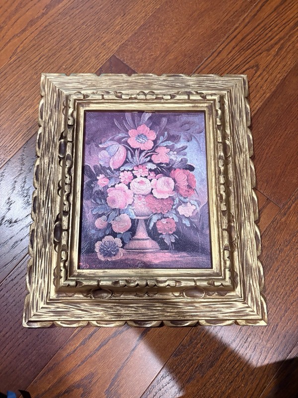 Vintage Mid Century Ornate Gold Gilt Floral Still Life Painting Frame