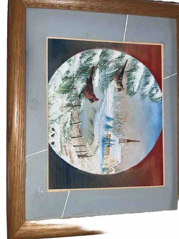 Red Cardinal Originl Painting Bird Art Nature Birds Love Signed By Artist