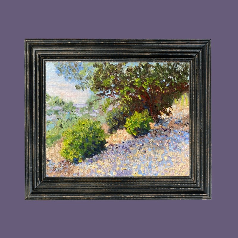 Impressionist 8x10 Oil Painting Coastal Trail Landscape Trees & Bushes Original gallery