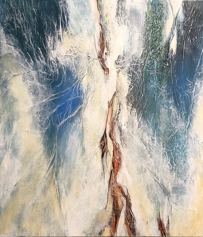Original abstract interior painting Mixed media Acrylic abstract art 32×28″