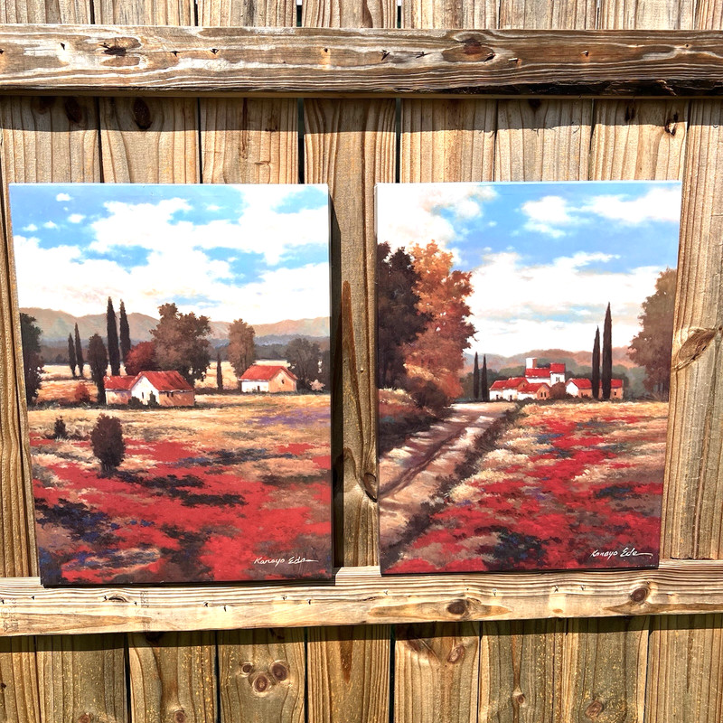 Kanayo Ede ‘El Pastoral I, El Pastoral II’ Acrylic Landscape Canvas Art Set
