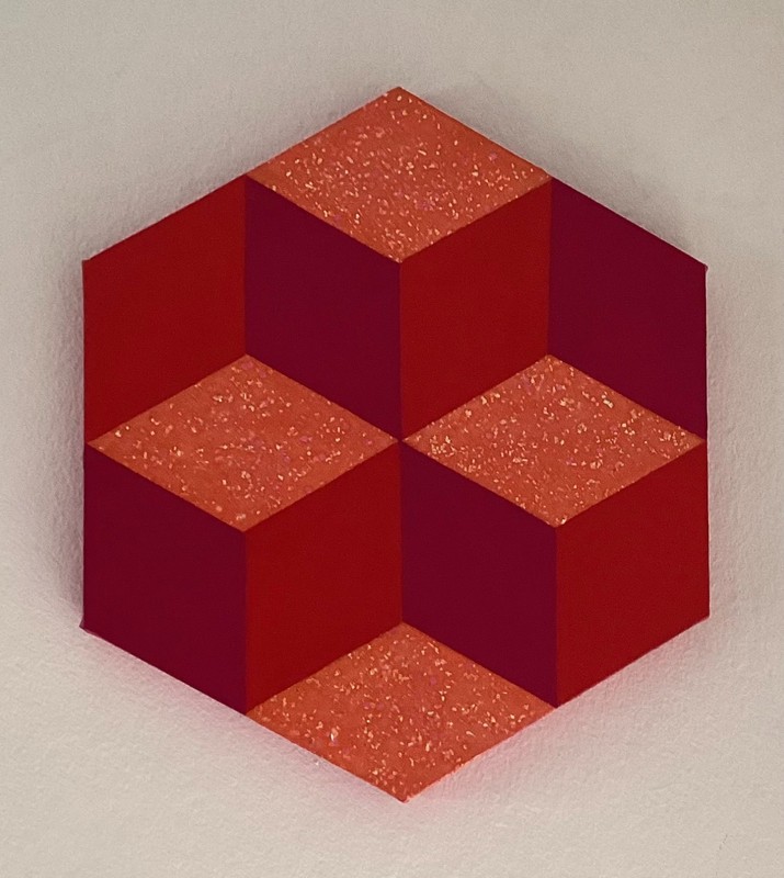3D Geometric Cube Painting on Hexagonal Canvas gallery