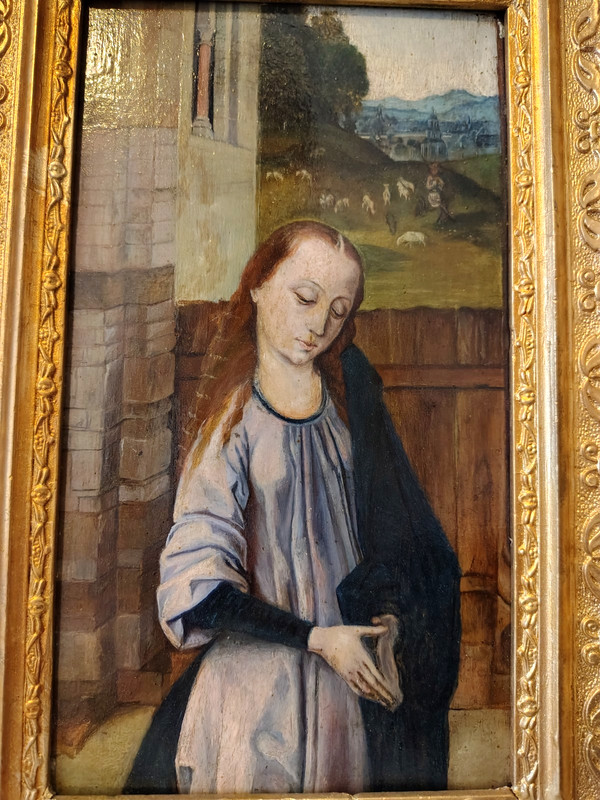 Neo Gothic Painting. Mary in Adoration. Oil on wood. Dated 1803 gallery