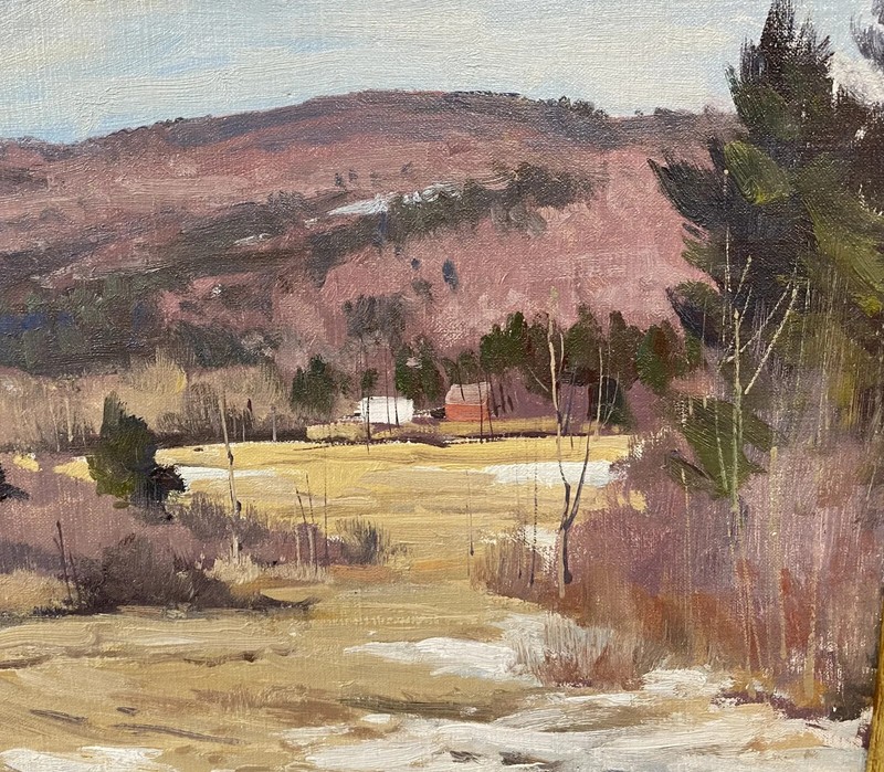 Bernard Corey Impressionist Oil Painting, Winter Landscape Near Lee, MA gallery
