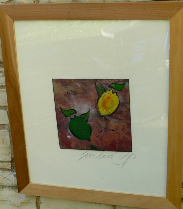 BARBARA CULP ENAMELED METAL SCULPTURE FRUIT LEMON LIME PAINTING gallery