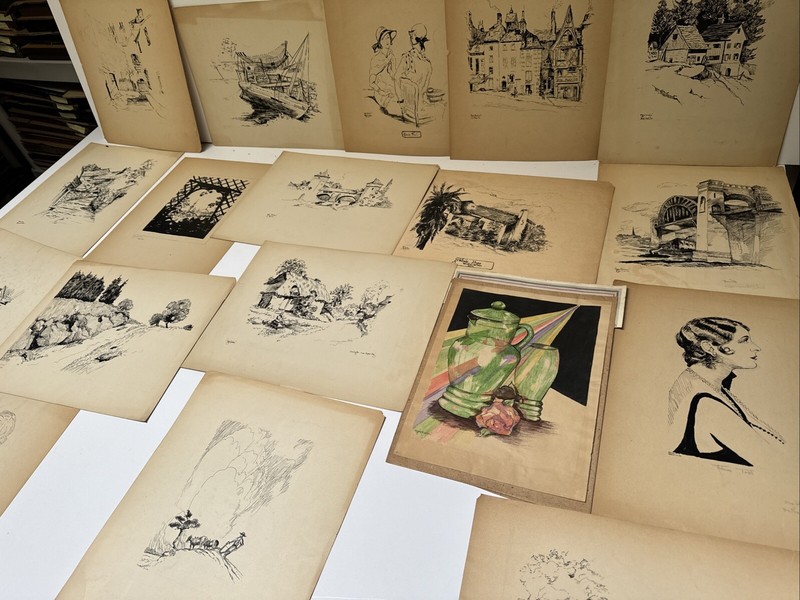 AGNES DUNHAM COLLECTION HOLDEN SILENT FILM STAR HISTORIC LANDSCAPE 1930 DRAWINGS