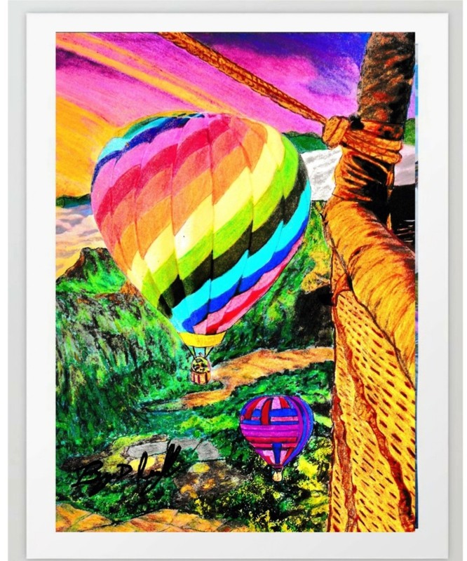 Dark Mountain Arts – Hot Air Balloon – Hand Drawn and Signed Artwork Print