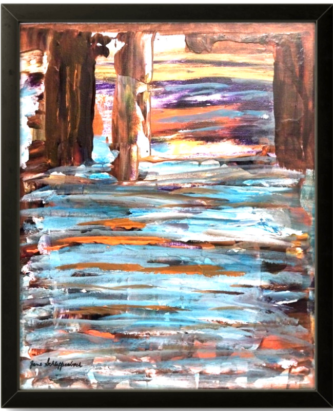Modern Expressionism Signed Original 11×14 Art Canvas Under a Bridge COA NR