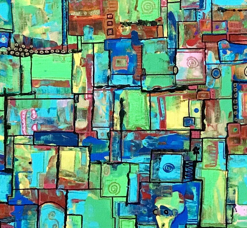 Vibrant Abstract PAINTING - ORIGINAL 16 x 20 x .75 - RICKY MARTIN EBSQ gallery