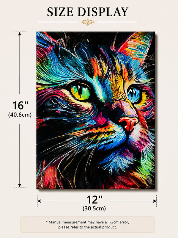 Original Hand-Painted Colorful Cat Portrait on Canvas 12x16 Pet Wall Art gallery