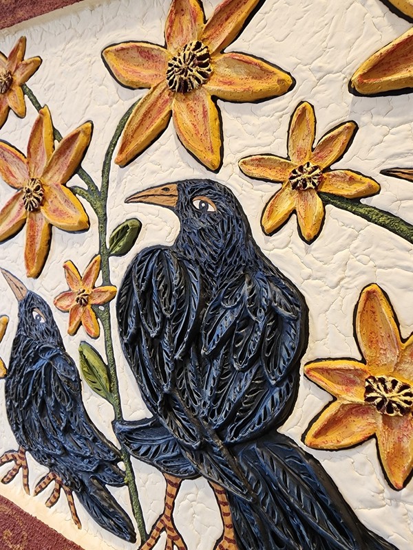 Danette Sperry Southern Primitive CROWS BIRDS Folk Art 2D RELIEF Painting gallery