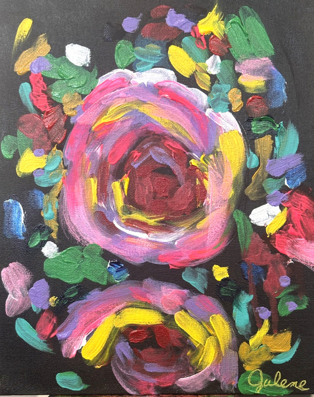 Tiffany: Original Painting, Fun Abstract Flowers 8×10 Home Decor