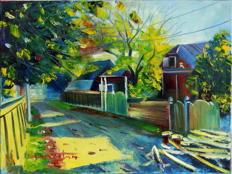 Original Landscape Painting Oil Canvas Moldova Village Art 16×12″ (40x30cm)
