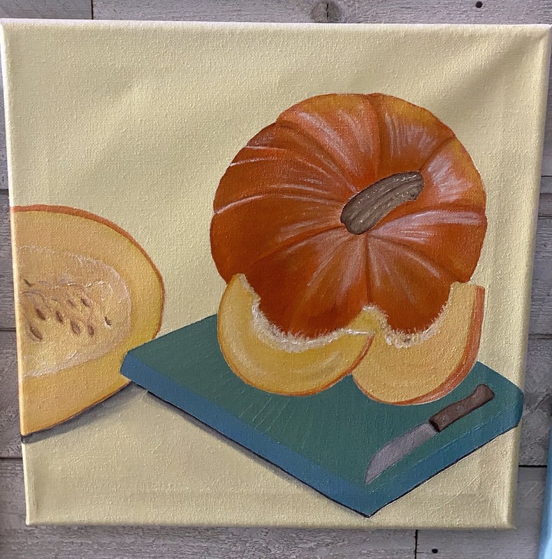Pumpkin Painting Original Oil Painting 12×12 On Canvas Original Painting