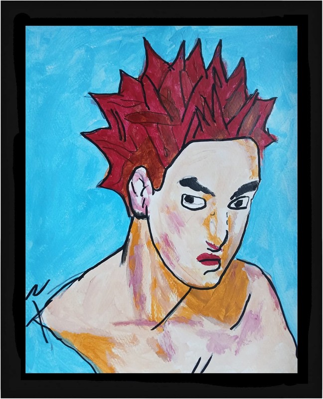 Expressionism/Abstract 11×14 Spike Red Signed Colorful Hand Made Art Painting