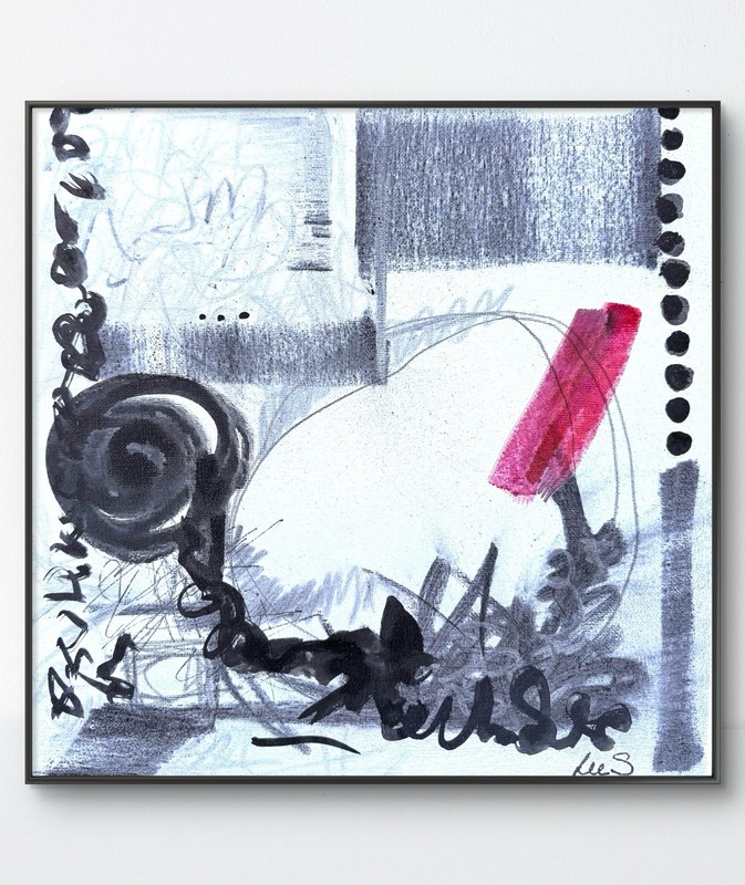 Original Abstract Expressionism 12×12 Black & White Handmade Signed Fine Art 39
