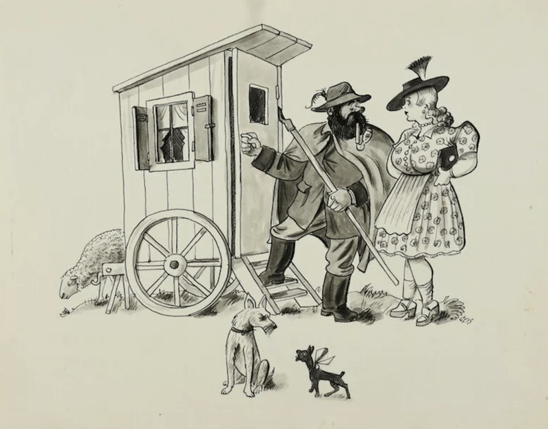 Shepherd’s Wagon | Pen and Pen Drawing by Josef Geis | Flying Leaves