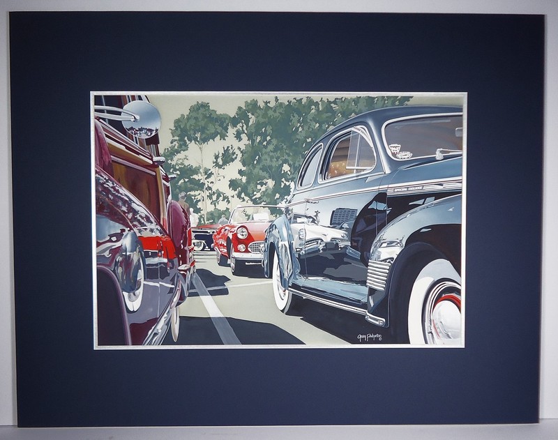 1982 Original «GOOD OLE BOYS» Acrylic Painting by Greg Padginton – Vintage Cars