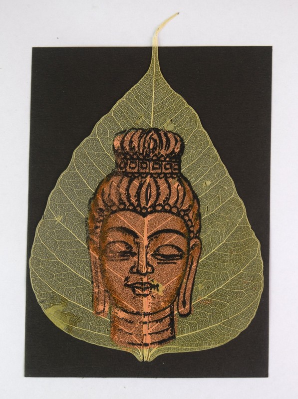 Beautiful Hand-Made Leaf Painting Lord Buddha Wall Decor Bookmark. i54-758